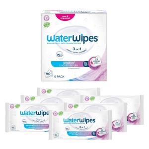 imageWaterWipes Adult Care Wipes Extralarge 999 Water Based Wipes Unscented ampamp Hypoallergenic for Sensitive Skin 180 Count 6 Packs