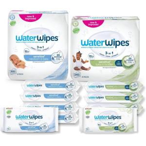 imageWaterWipes Bundle Original 300 Count 5 packs ampamp Textured Clean Wipes 240 Count 4 packs PlasticFree 999 Water Based Wipes Unscented Hypoallergenic for Sensitive Skin Packaging May Vary