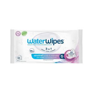 imageWaterWipes Sensitive Body ampamp Intimate Wipes 3In1 Cleans Cares Protects 999 Water Unscented ampamp Hypoallergenic Hygiene Wet Wipes Adult Care 30 Wipes 1 Packs30 Count Pack of 1