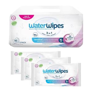 imageWaterWipes Sensitive Body ampamp Intimate Wipes 3In1 Cleans Cares Protects 999 Water Unscented ampamp Hypoallergenic Hygiene Wet Wipes Adult Care 30 Wipes 1 Packs30 Count Pack of 3