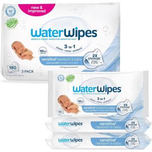 imageWaterWipes Sensitive Newborn ampamp Baby Wipes 3In1 Cleans Cares Protects 999 Water Unscented ampamp Hypoallergenic 720 Count 12 Packs60 Count Pack of 3