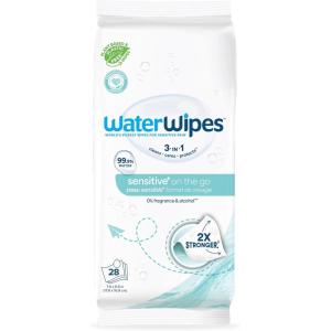 imageWaterWipes Sensitive On The Go Wipes 3In1 Cleans Cares Protects 999 Water Unscented ampamp Hypoallergenic Wet Wipes 224 Count 8 Packs28 Count Pack of 1
