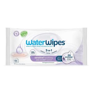 imageWaterWipes Sensitive Soothing Wipes 3In1 Cleans Cares Soothes 99 Water with Botanical Extract Unscented ampamp Hypoallergenic Baby Wipes 60 Count 1 PackSoothing