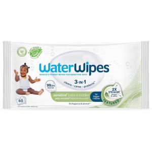 imageWaterWipes Sensitive Baby ampamp Toddler Wipes 3In1 Cleans Cares Protects 999 Water Textured Clean Unscented ampamp Hypoallergenic 1080 Count 18 PacksUnscented