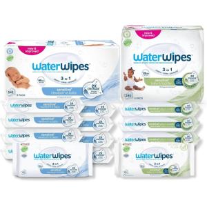 imageWaterWipes Bundle Original 540 Count 9 packs ampamp Textured Clean Wipes 240 Count 4 packs PlasticFree 999 Water Based Wipes Unscented Hypoallergenic for Sensitive Skin Packaging May Vary
